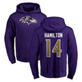 Seanshop B.Ravens #14 Kyle Hamilton Player Purple Salute to Service Pullover Hoodie Stitched Jerseys