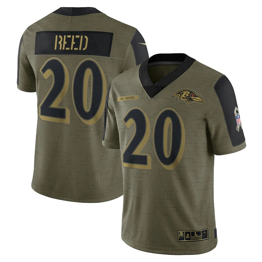 Seanshop B.Ravens #20 Ed Reed Player Olive Salute To Service Limited Game Stitched Jerseys