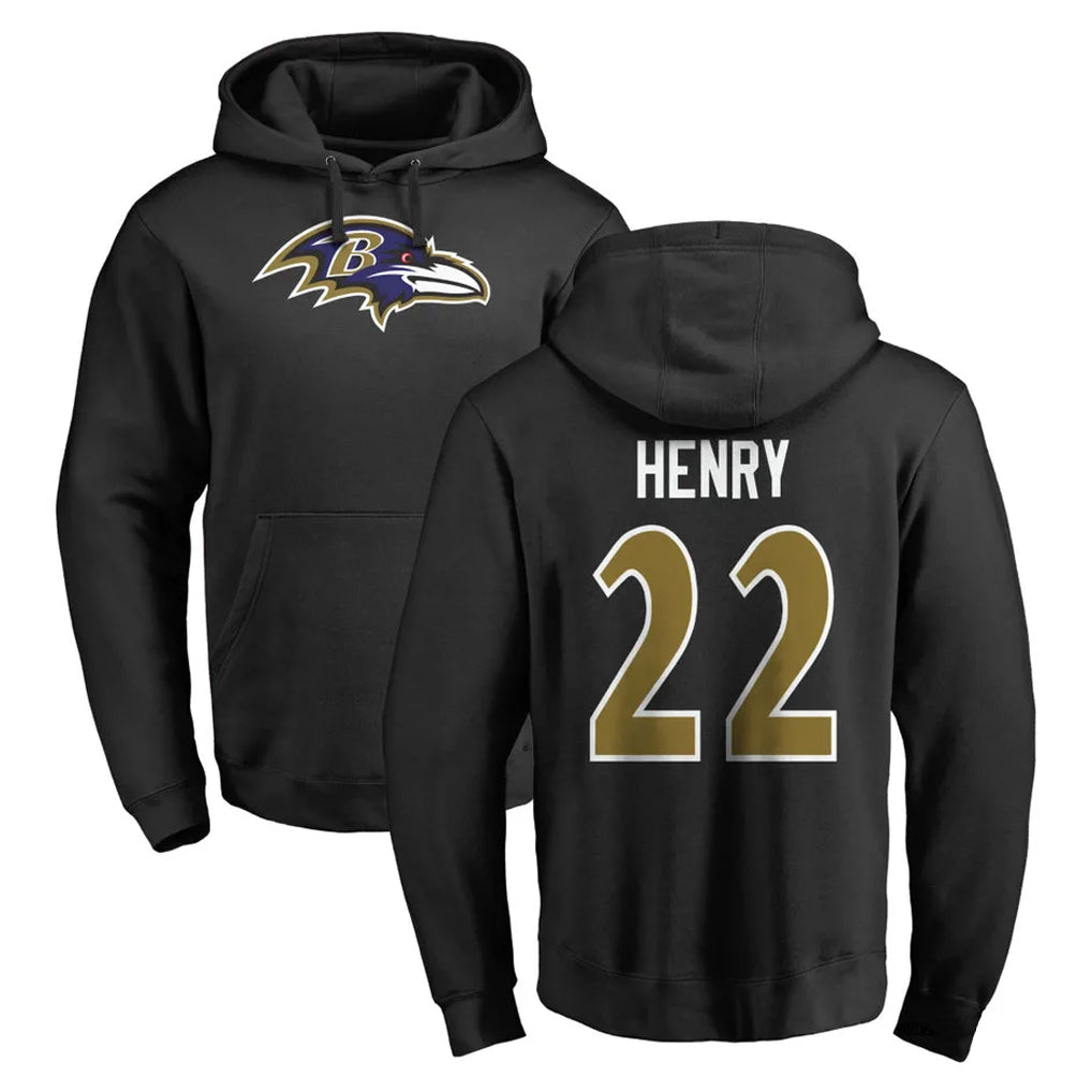 Seanshop B.Ravens #22 Derrick Henry Player Black Pullover Hoodie Stitched Jerseys