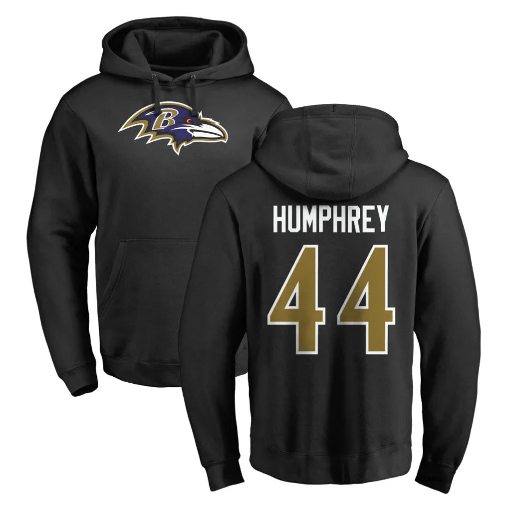 Seanshop B.Ravens #44 Marlon Humphrey Player Black Pullover Hoodie Stitched Jerseys