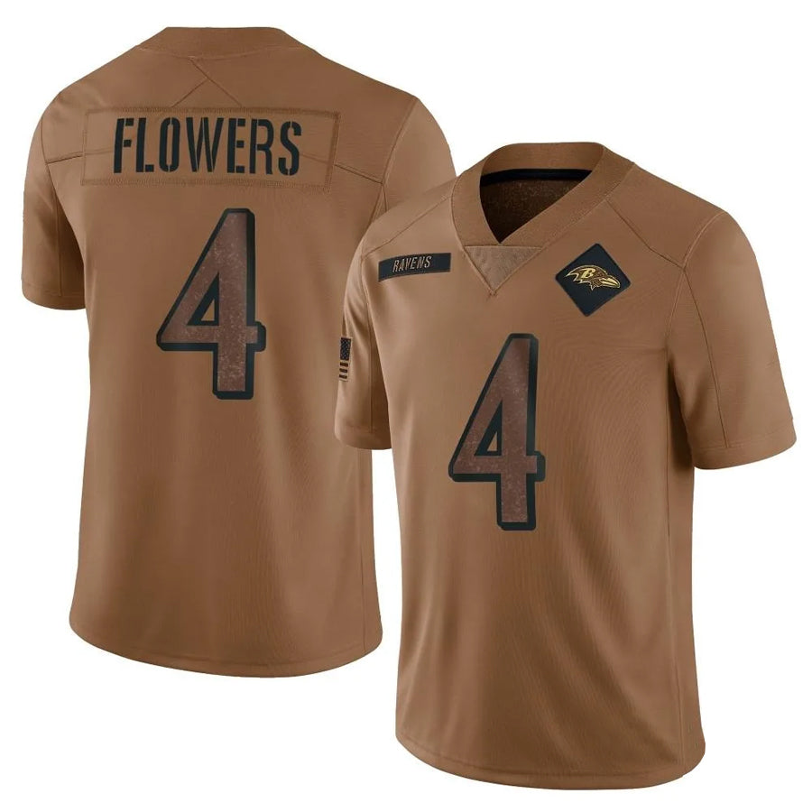Seanshop B.Ravens #4 Zay Flowers Player Brown Salute To Service Limited Stitched Jerseys