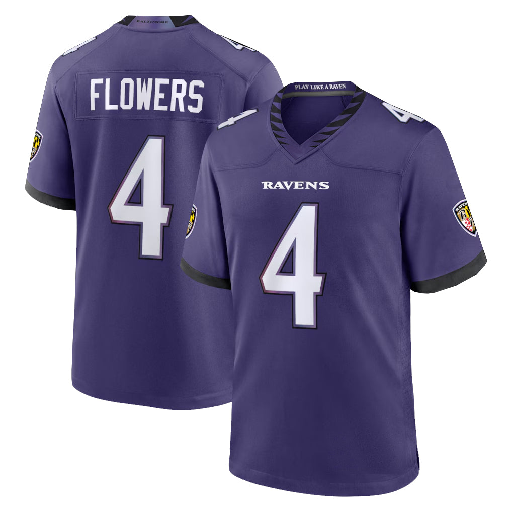Seanshop B.Ravens #4 Zay Flowers Player Purple Home Game Stitched Jerseys