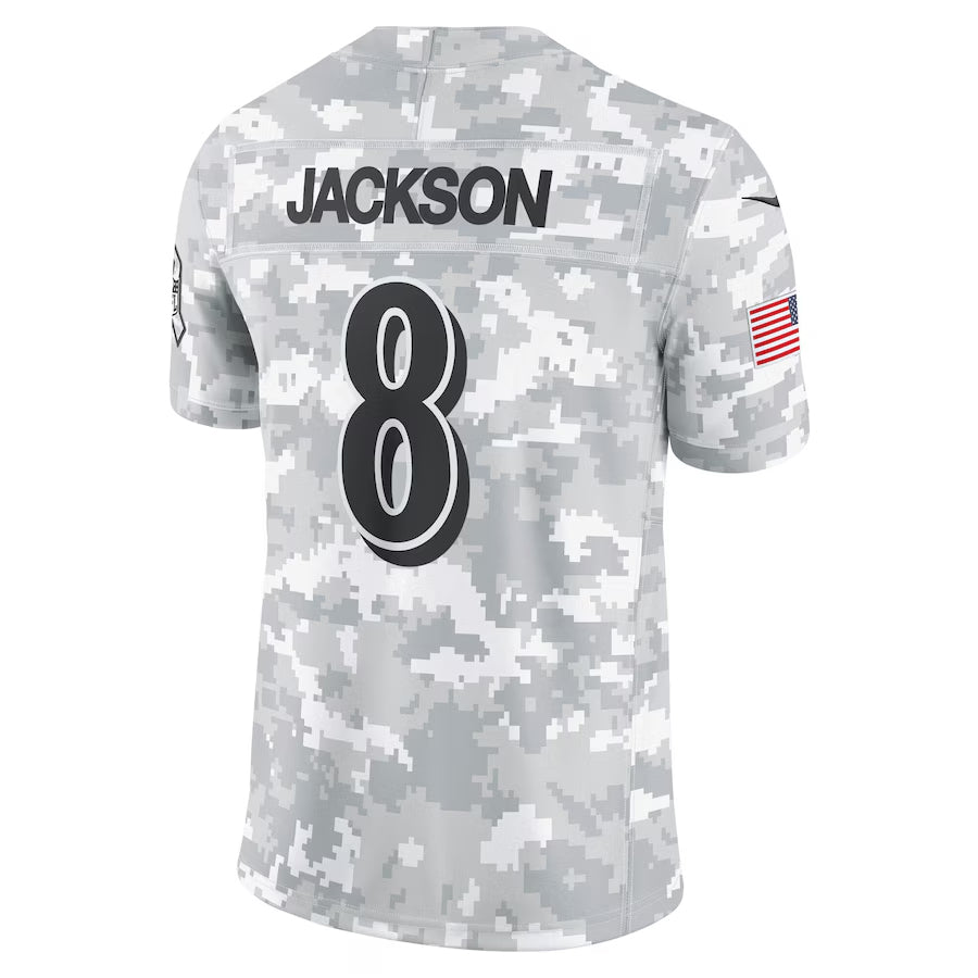 Seanshop B.Ravens #8 Lamar Jackson Player Arctic Camo Salute to Service Limited Stitched Jerseys