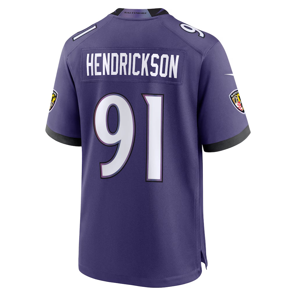 Seanshop B.Ravens #91 Trey Hendrickson Player Purple Home Game Stitched Jerseys