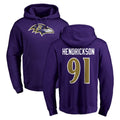 Seanshop B.Ravens #91 Trey Hendrickson Player Purple Salute to Service Pullover Hoodie Stitched Jerseys