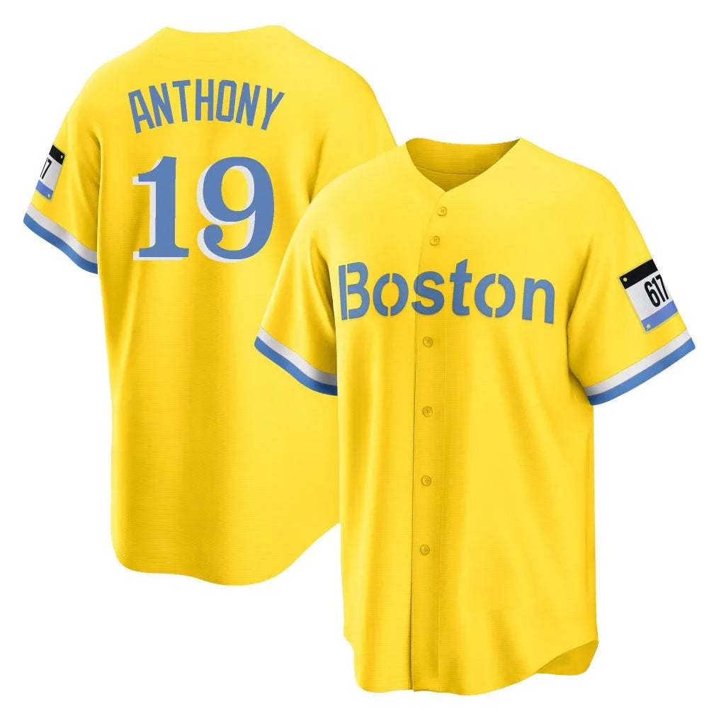 Seanshop B.Red Sox #19 Roman Anthony Player Yellow Home Game Stitched Jerseys