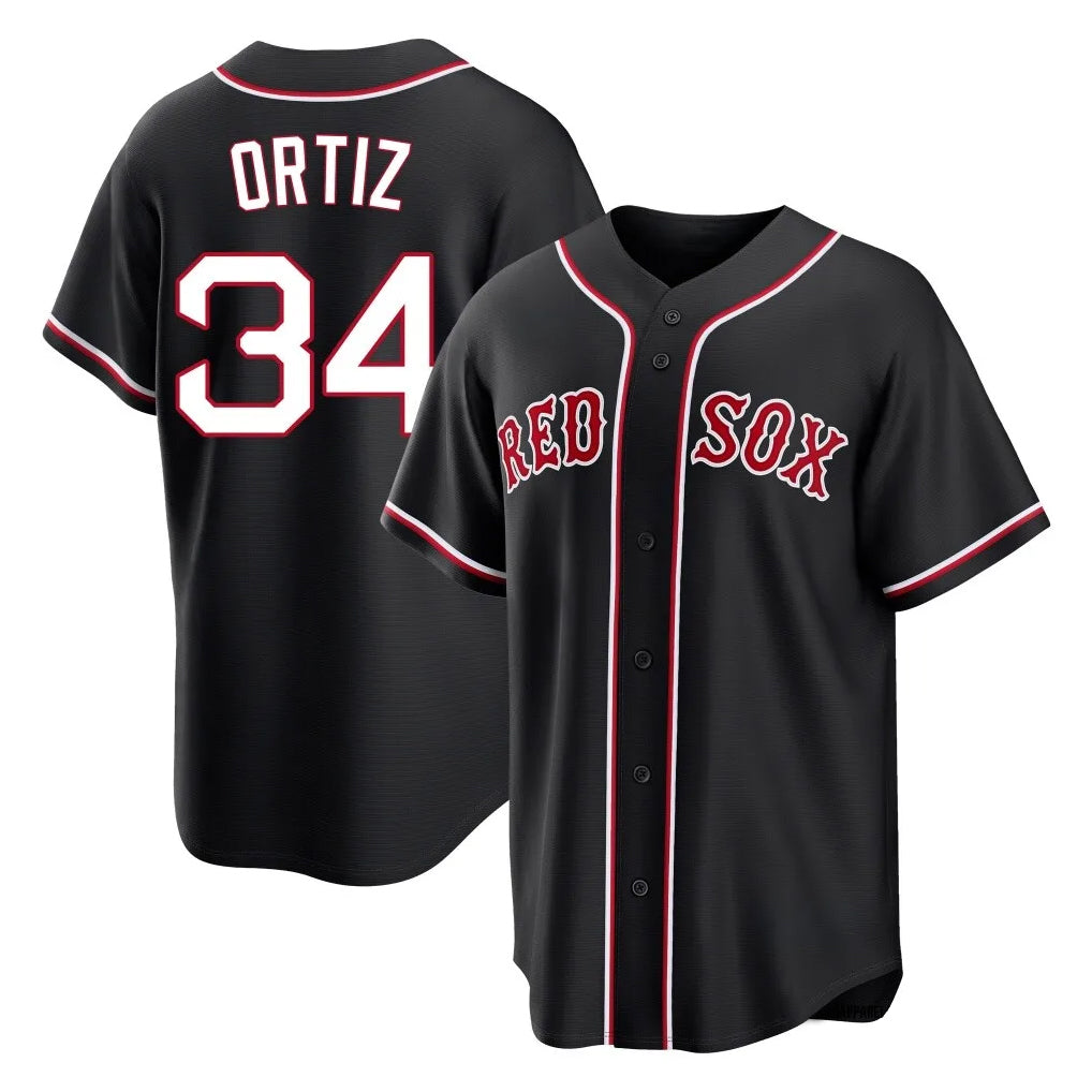 Seanshop B.Red Sox #34 David Ortiz Player Black Out Home Game Stitched Jerseys
