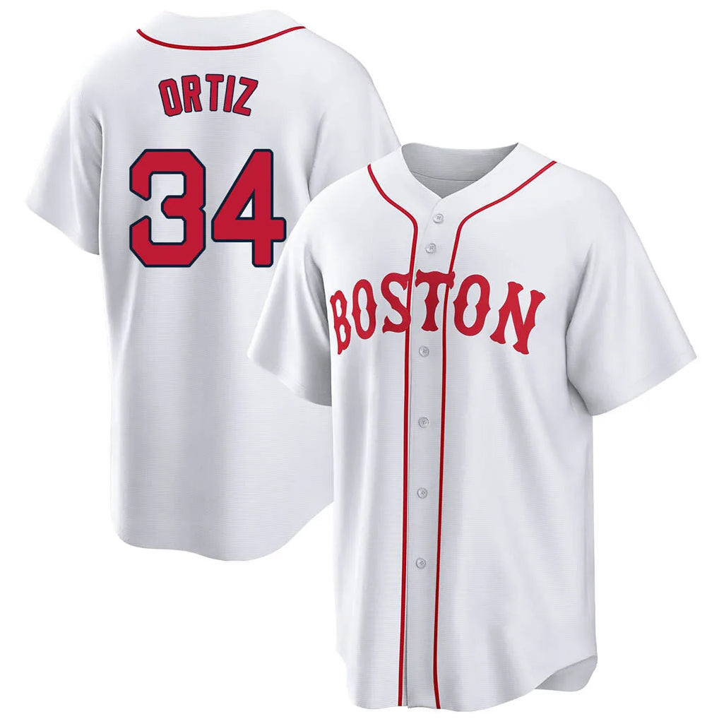 Seanshop B.Red Sox #34 David Ortiz Player White Game Home Stitched Jerseys