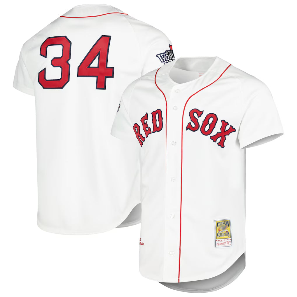 Seanshop B.Red Sox #34 David Ortiz Player White Mitchell & Ness Cooperstown Collection Mesh Home Stitched Jerseys