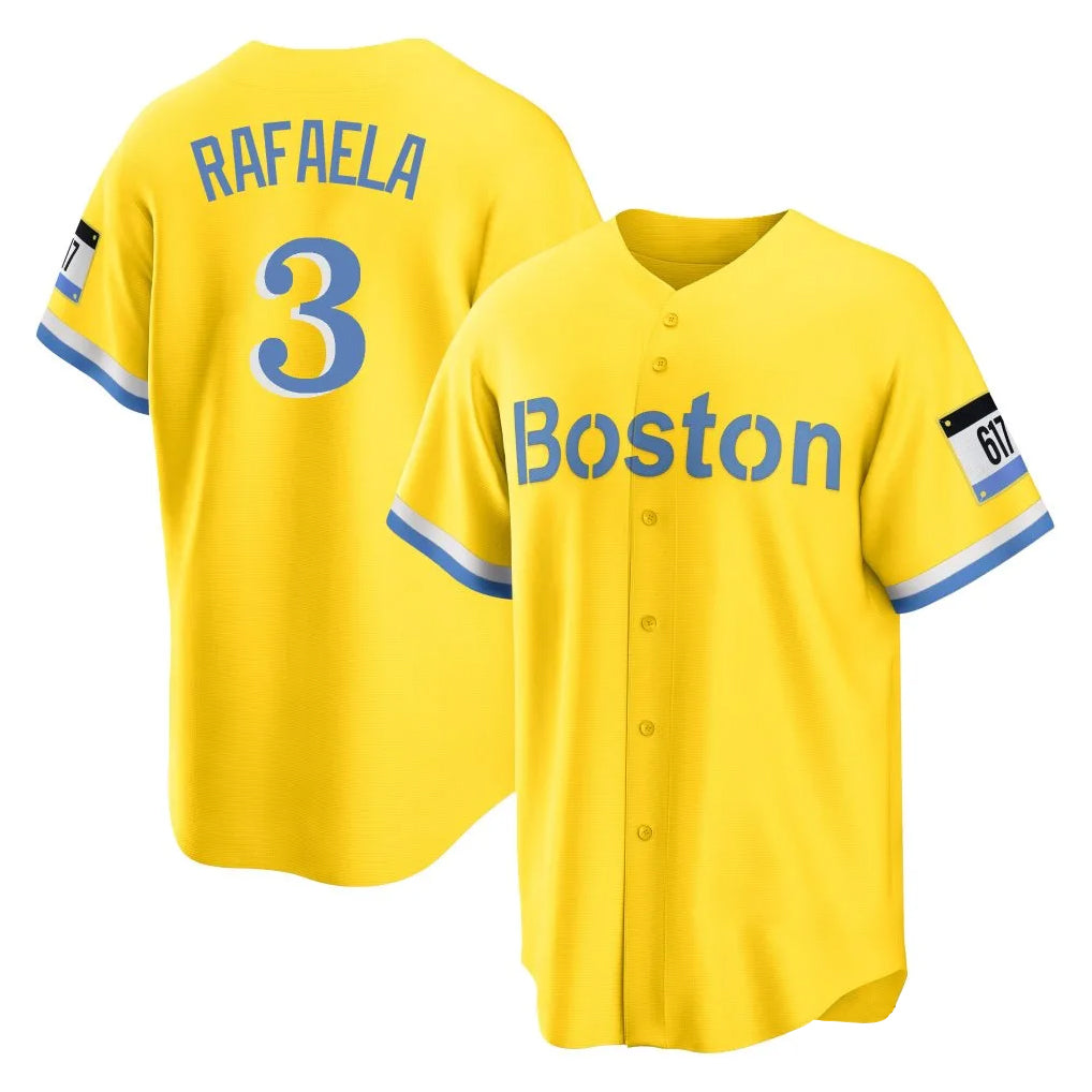 Seanshop B.Red Sox #3 Ceddanne Rafaela Player Yellow Home Game Stitched Jersey