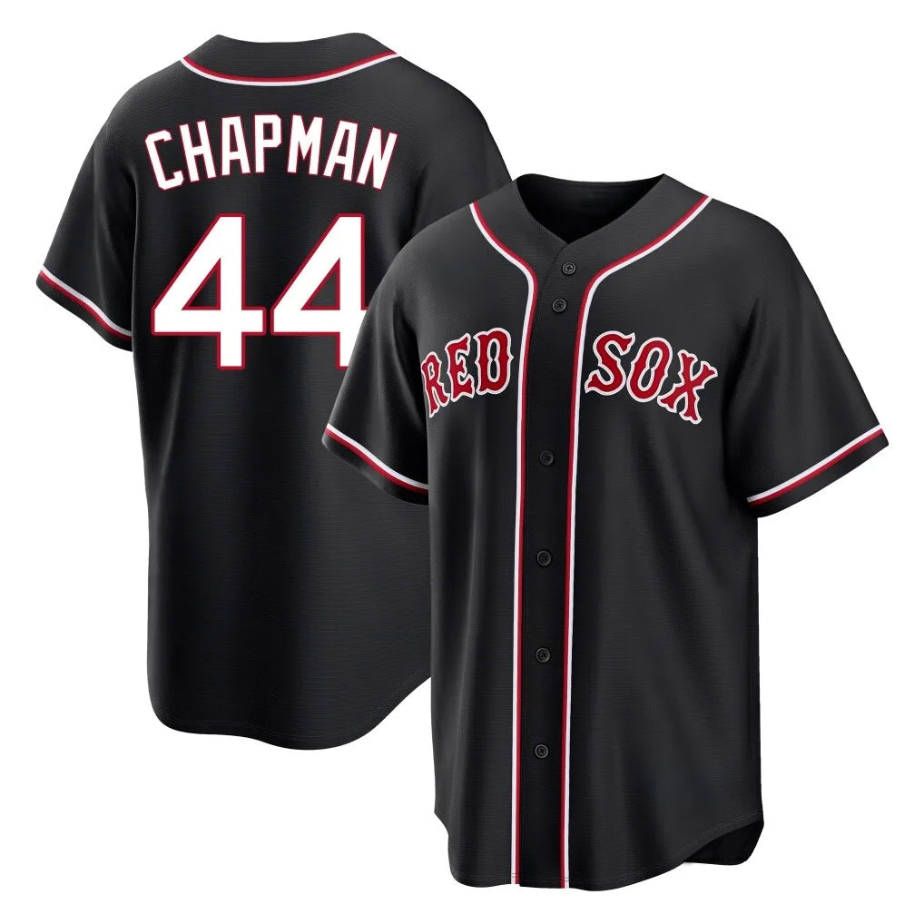 Seanshop B.Red Sox #44 Aroldis Chapman Player Black Out Home Game Stitched Jerseys