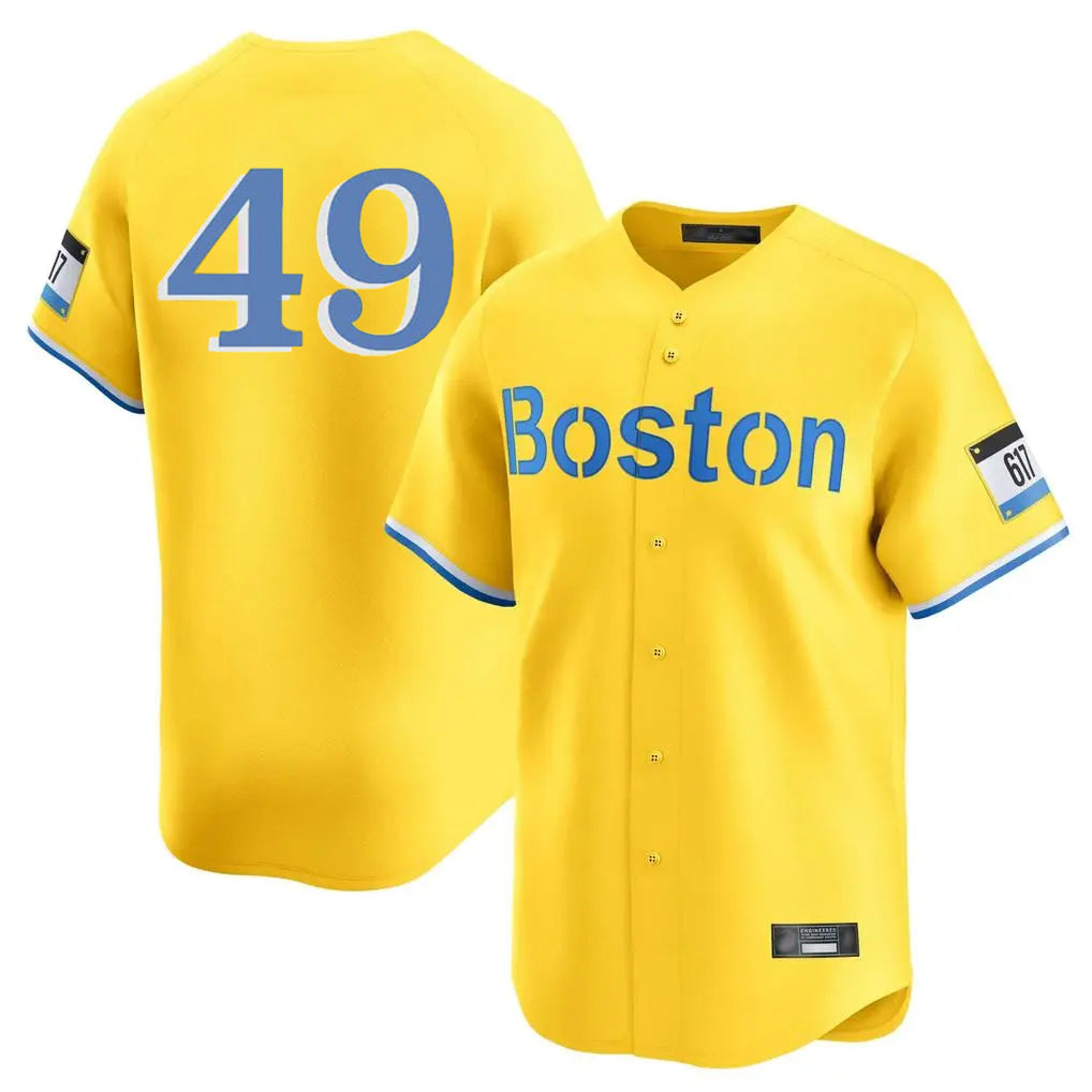 Seanshop B.Red Sox #49 Tim Wakefield Player Yellow Limited Home Game Stitched Jerseys