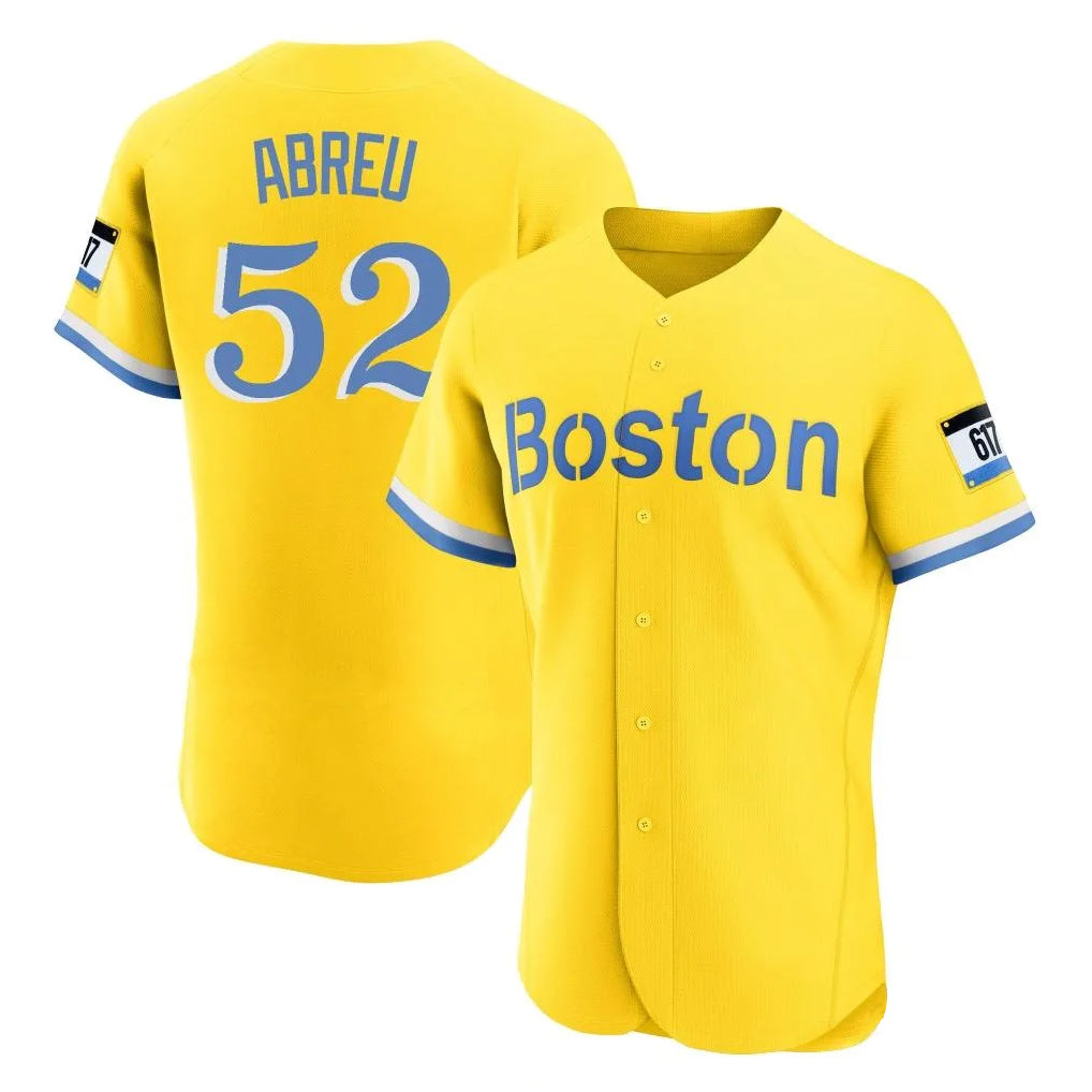 Seanshop B.Red Sox #52 Wilyer Abreu Player Yellow Limited Elite Home Game Stitched Jerseys