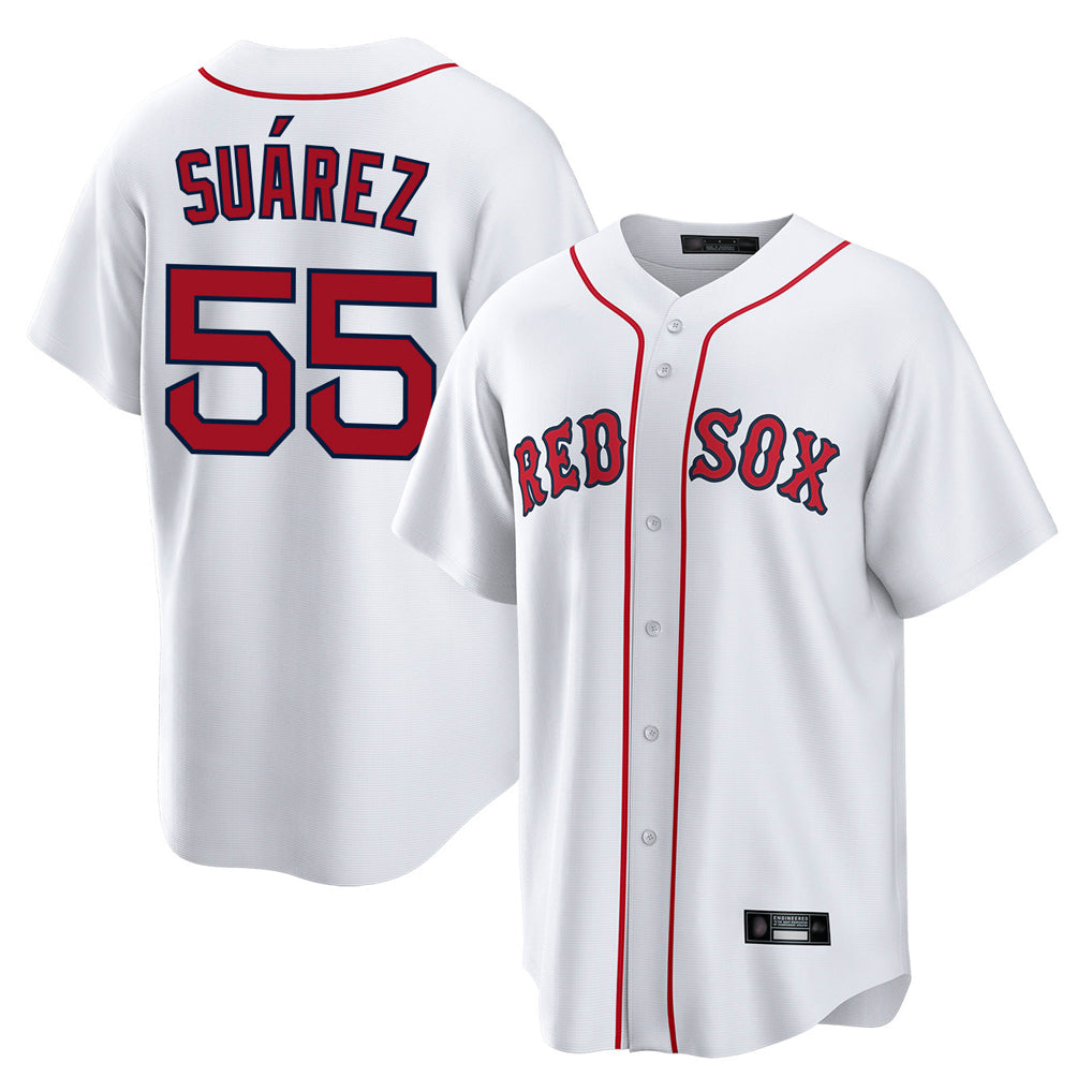 Seanshop B.Red Sox #55 Ranger Su¨¢rez Player White Home Game Stitched Jerseys