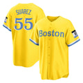 Seanshop B.Red Sox #55 Ranger Su¨¢rez Player Yellow Home Game Stitched Jerseys