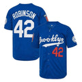 Seanshop Brooklyn Dodgers #42 Jackie Robinson Blue Retro Baseball Jerseys