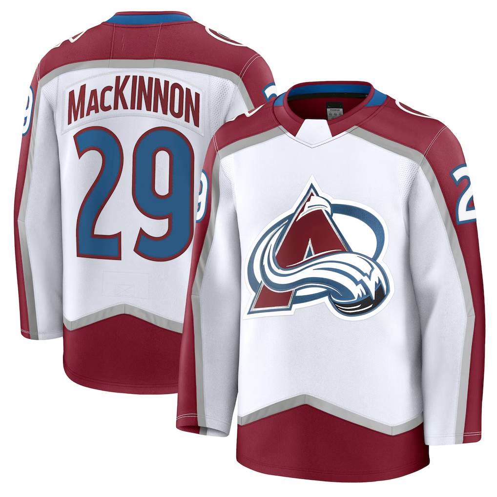 Seanshop C.Avalanche #29 Nathan MacKinnon White Away Premium Jerseys