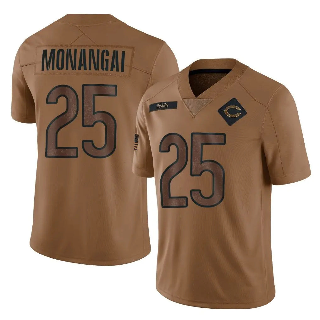 Seanshop C.Bears #25 Kyle Monangai Player Brown Salute to Service Limited Stitched Jerseys