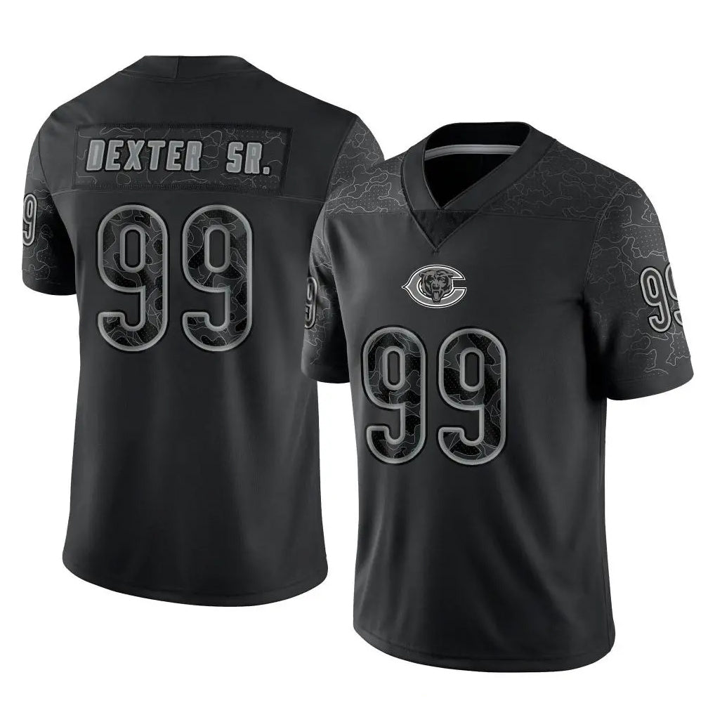 Newshops C.Bears #99 Gervon Dexter Sr. Player Black REFLECTIVE Limited Game Stitched Jerseys