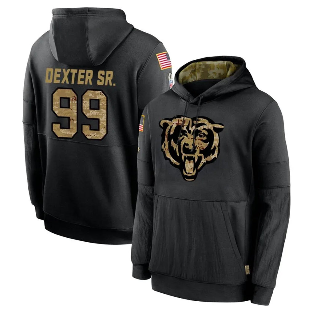 Newshops C.Bears #99 Gervon Dexter Sr. Player Black Salute to Service Pullover Hoodies Limited Stitched Jerseys