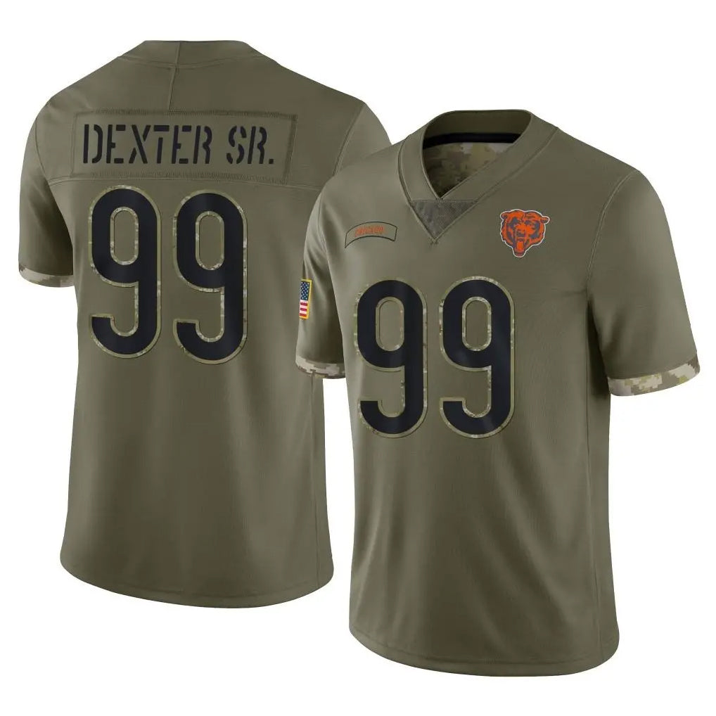 Newshops C.Bears #99 Gervon Dexter Sr. Player Olive Salute to Service Limited Game Stitched Jerseys