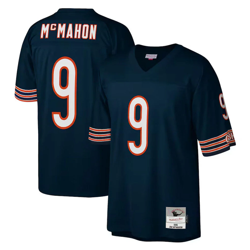 C.Bears #9 Jim McMahon Player Navy Seanshop Mitchell & Ness Navy Legacy Replica Stitched Jerseys