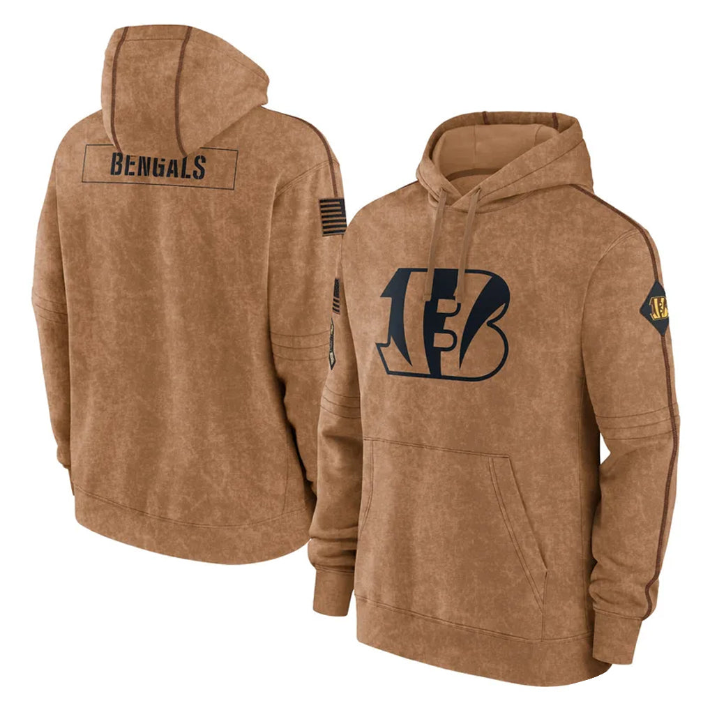 Seanshop C.Bengals Brown Salute to Service Pullover Hoodie Limited Blank Player Stitched Jerseys
