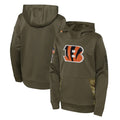 Seanshop C.Bengals Olive Salute to Service Performance Pullover Hoodie Blank Player Stitched Jerseys