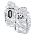 Seanshop C.Bengals #0 DJ Turner II Player Arctic Camo Salute to Service Pullover Hoodie Limited Stitched Jerseys
