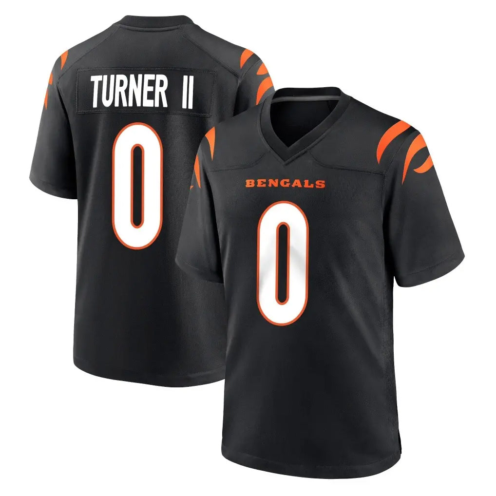 Seanshop C.Bengals #0 DJ Turner II Player Black Home Game Stitched Jerseys