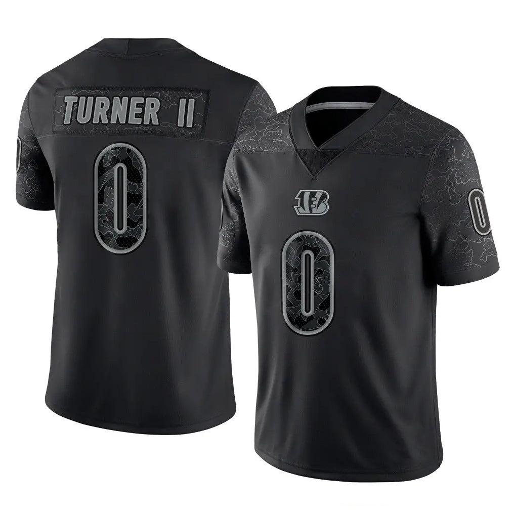 Seanshop C.Bengals #0 DJ Turner II Player Black Reflective Limited Game Stitched Jerseys