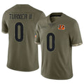 Seanshop C.Bengals #0 DJ Turner II Player Olive Salute to Service Limited Game Stitched Jerseys