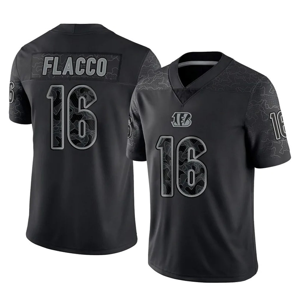 Seanshop C.Bengals #16 Joe Flacco Player Black Reflective Limited Game Stitched Jerseys
