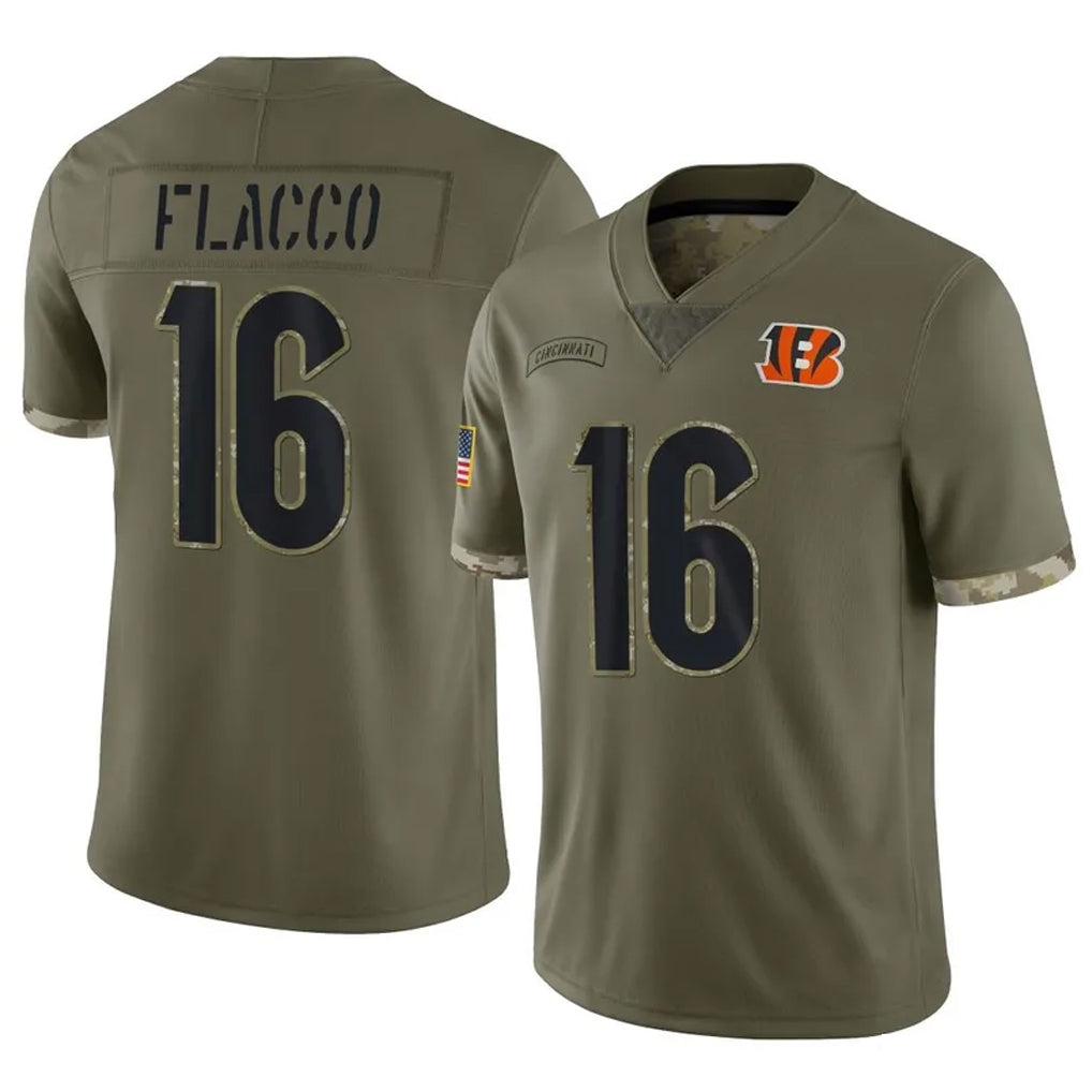 Seanshop C.Bengals #16 Joe Flacco Player Olive Salute to Service Game Stitched Jerseys