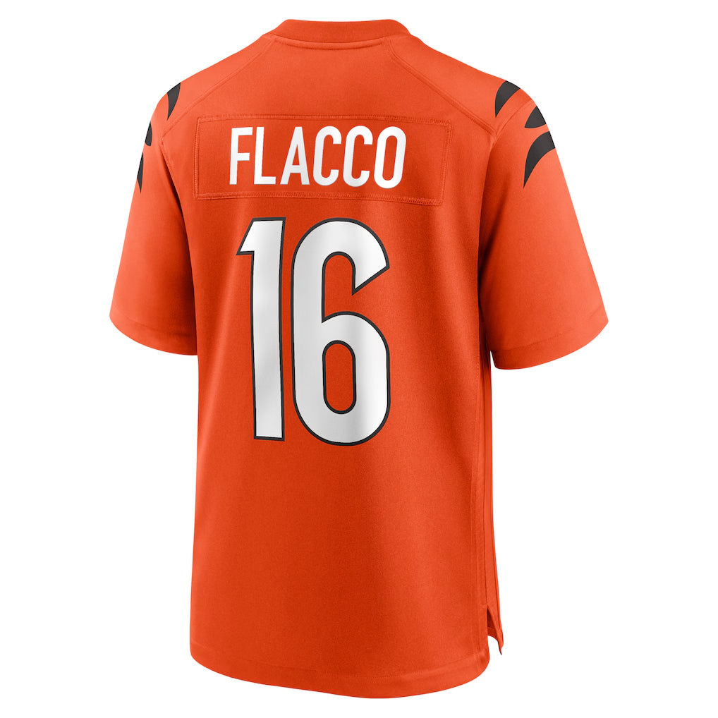 Seanshop C.Bengals #16 Joe Flacco Player Orange Home Game Stitched Jerseys