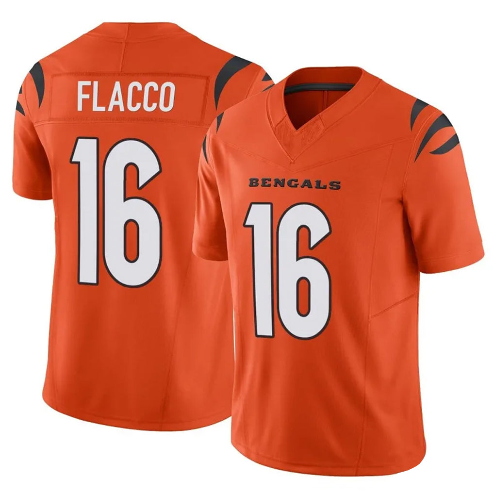 Seanshop C.Bengals #16 Joe Flacco Player Orange Vapor F.U.S.E. Limited Home Game Stitched Jerseys
