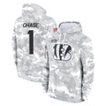 Seanshop C.Bengals #1 Ja'Marr Chase Player Arctic Camo Salute to Service Pullover Hoodie Limited Stitched Jerseys