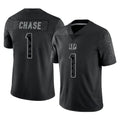 Seanshop C.Bengals #1 Ja'Marr Chase Player Black Reflective Limited Game Stitched Jerseys