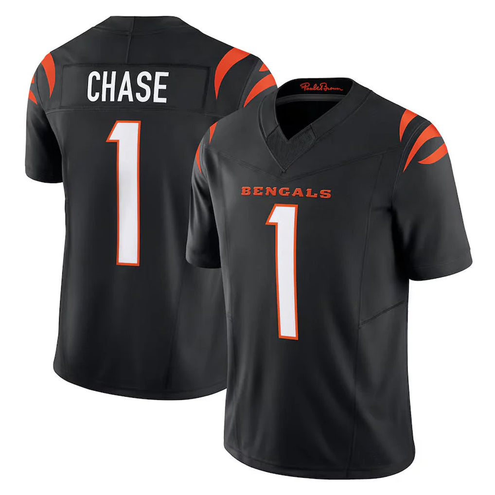Seanshop C.Bengals #1 Ja'Marr Chase Player Black Vapor F.U.S.E. Limited Home Game Stitched Jerseys