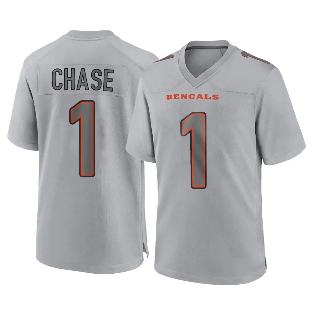 Seanshop C.Bengals #1 Ja'Marr Chase Player Gray Atmosphere Fashion Game Stitched Jerseys