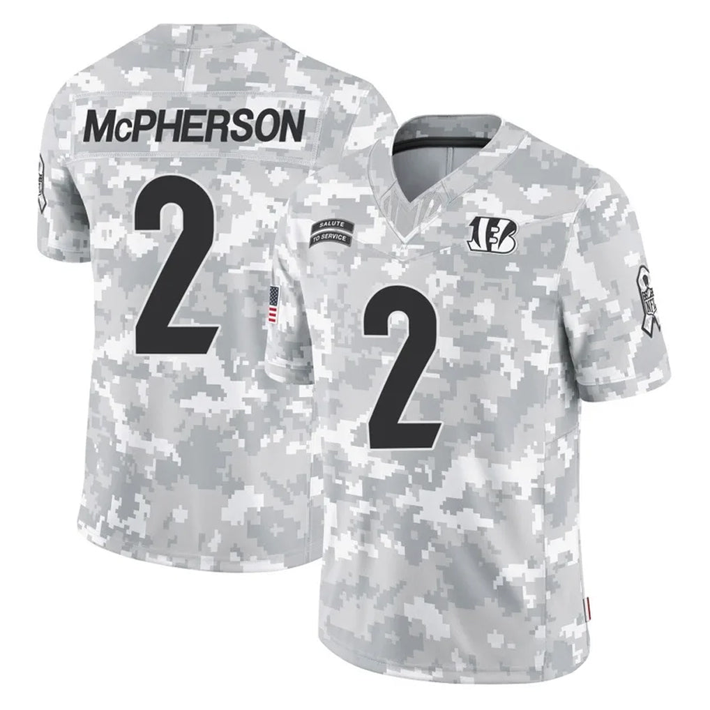 Seanshop C.Bengals #2 Evan McPherson Player Arctic Camo Salute to Service Limited Stitched Jerseys