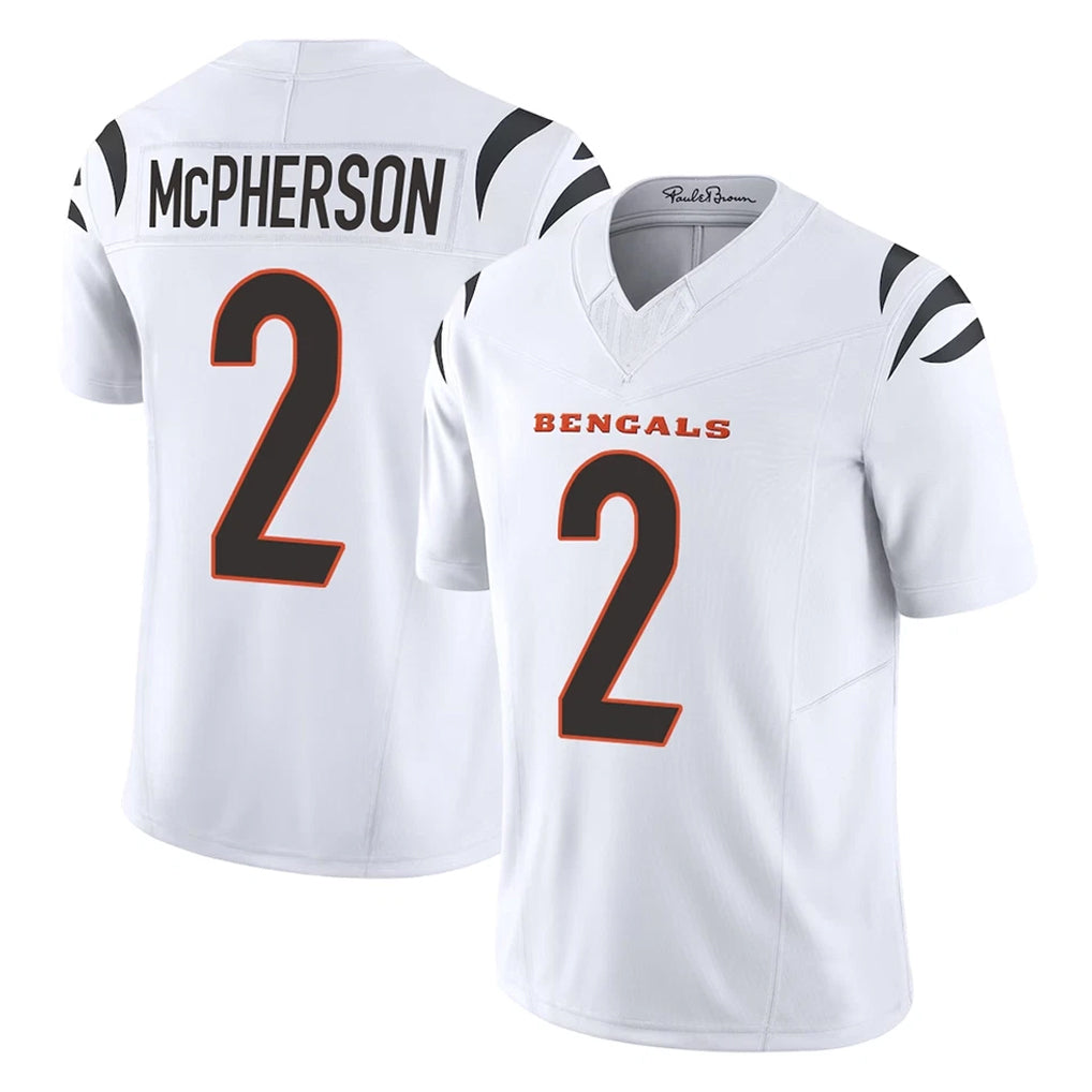 Seanshop C.Bengals #2 Evan McPherson Player White Vapor F.U.S.E. Limited Home Game Stitched Jerseys
