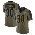 Seanshop C.Bengals #30 Chase Brown Player Olive Salute to Service Game Stitched Jerseys