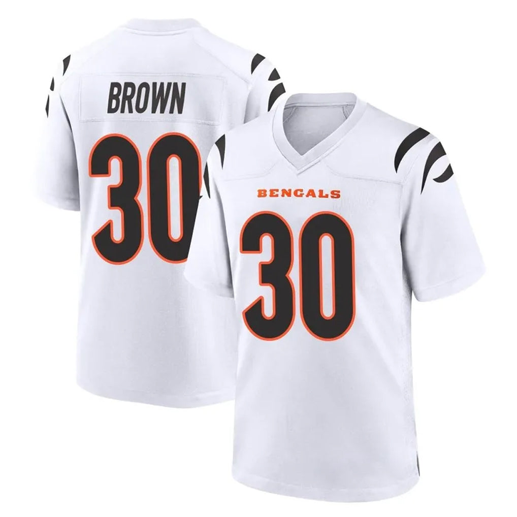 Seanshop C.Bengals #30 Chase Brown Player White Home Game Stitched Jerseys