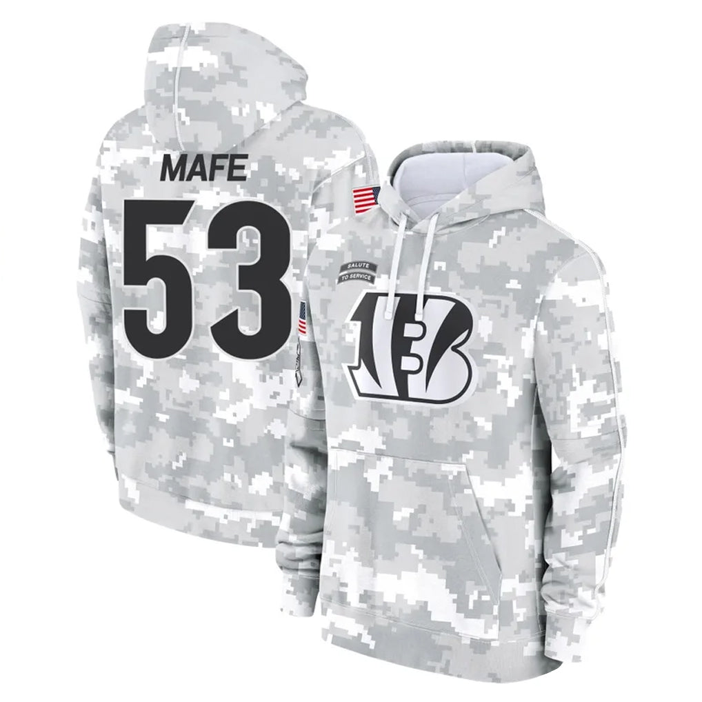 Seanshop C.Bengals #53 Boye Mafe Player Arctic Camo Salute to Service Pullover Hoodie Limited Stitched Jerseys