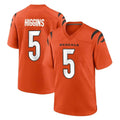 Seanshop C.Bengals #5 Tee Higgins Player Orange Home Game Stitched Jerseys