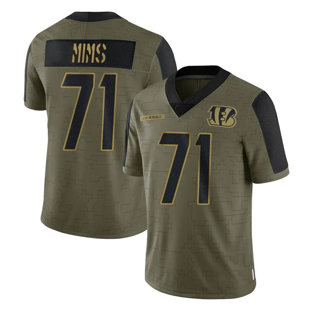 Seanshop C.Bengals #71 Amarius Mims Player Olive Salute to Service Game Stitched Jerseys