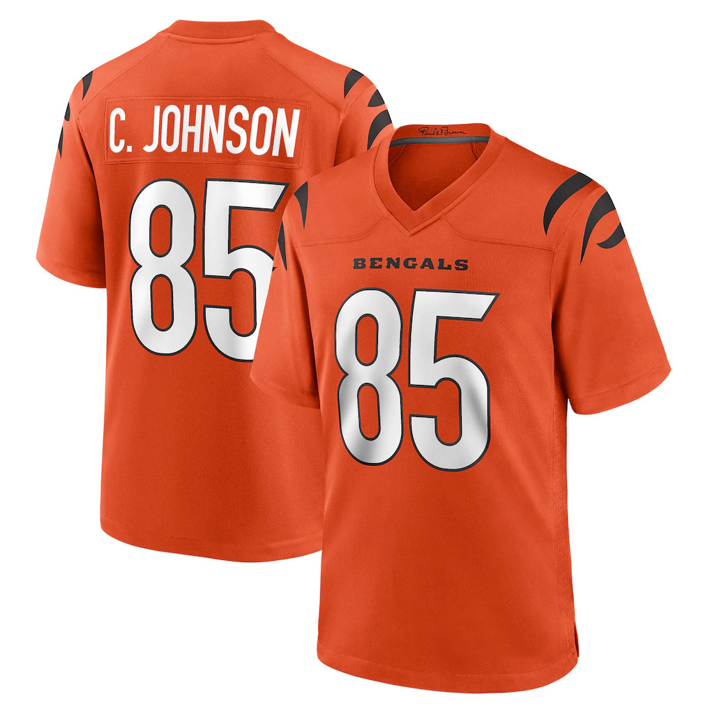 Seanshop C.Bengals #85 Chad Johnson Player Orange Home Game Stitched Jerseys