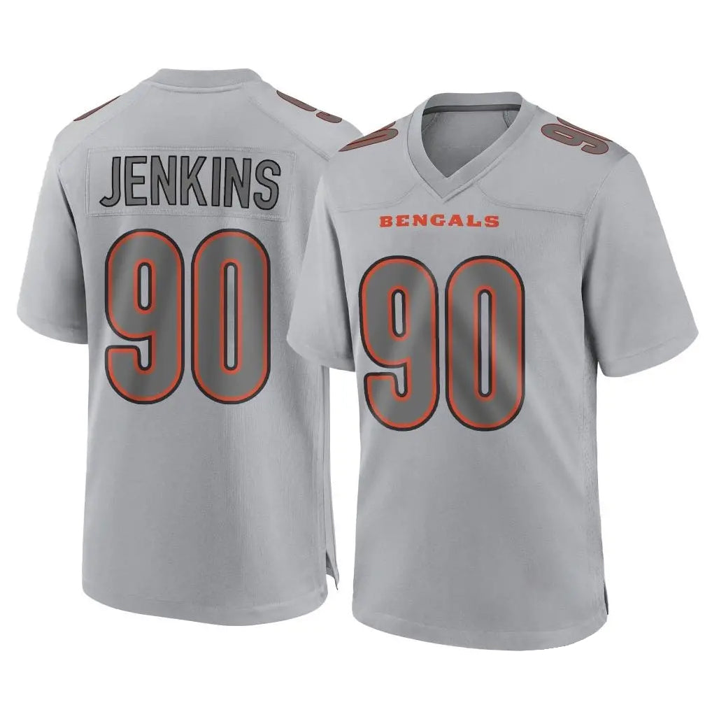 Seanshop C.Bengals #90 Kris Jenkins Jr Player Gray Atmosphere Fashion Game Stitched Jerseys