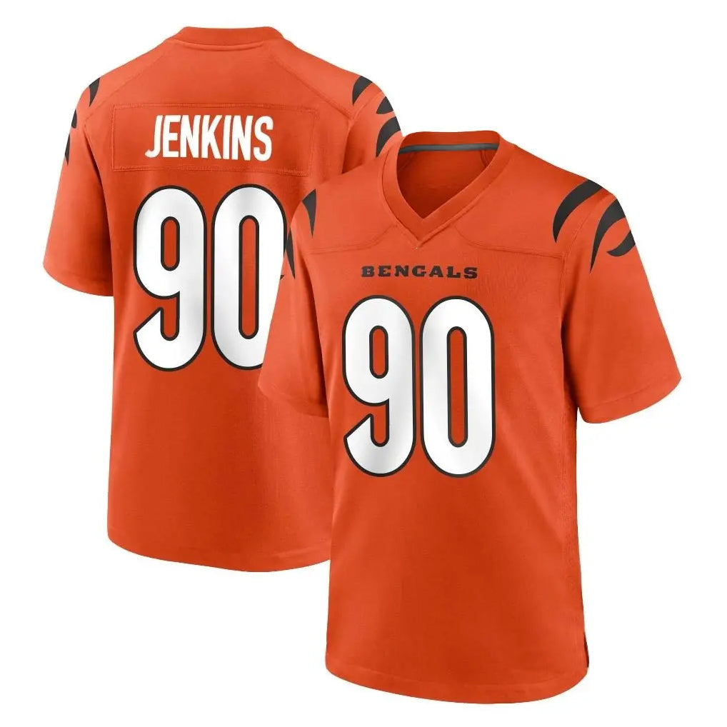 Seanshop C.Bengals #90 Kris Jenkins Jr Player Orange Home Game Stitched Jerseys